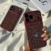 قاب گوشی لنز پلنگی اکلیلی Burgundy برای آیفون